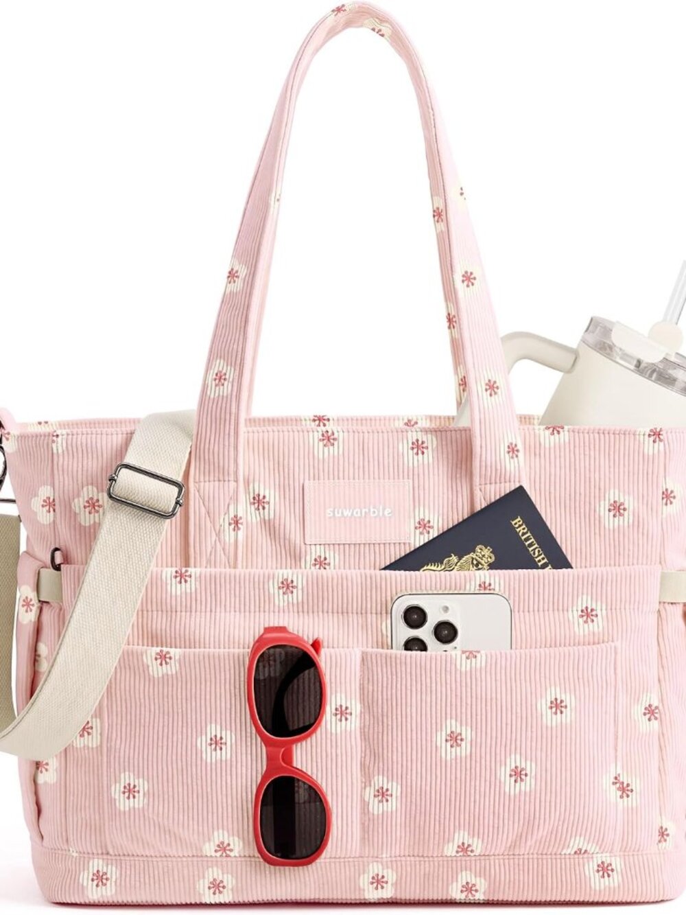 Corduroy Tote Bag for Women, Work Bag, Teacher Bag, Laptop Tote for Office Trave